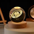 Miniatyrbillede 2 af 3: GLASKUGLE 3D NATLAMPE 6 cm USB-drevet til BØRNESOVEVÆRELSE Planeta