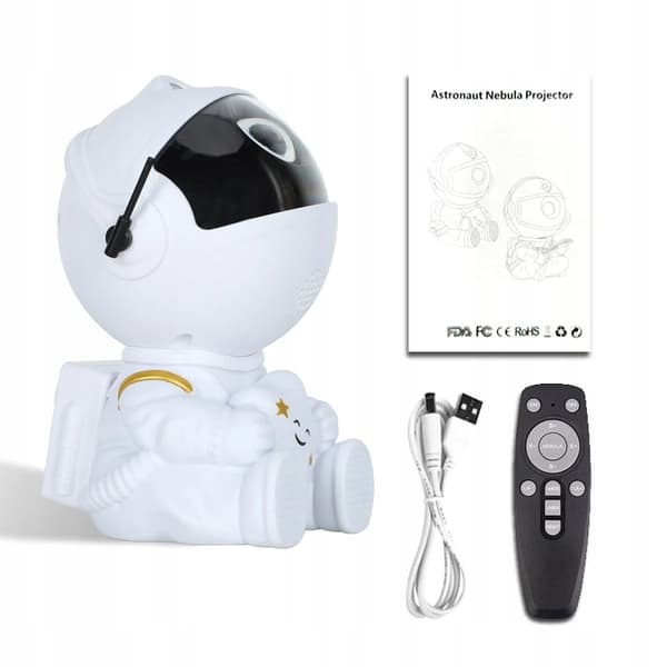 STJÄRNPROJEKTOR ASTRONAUT RYMDENBULA med fjärrkontroll LED-PROJEKTOR USB BARN