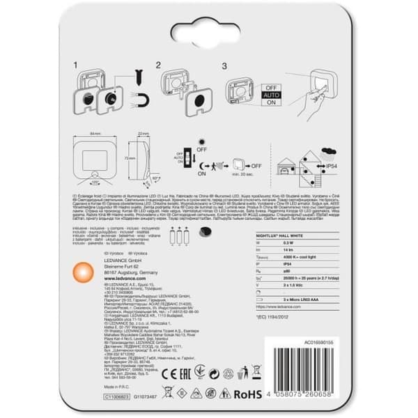 LEDVANCE Nightlux Hall nattlampa - IP54 - Vit