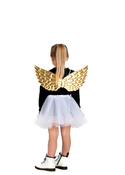 Dekoration för fest - festlanterna Ciao - 31585 - Liten Ängel utklädnadskit (vingar, tylkjol), Vit, Guld