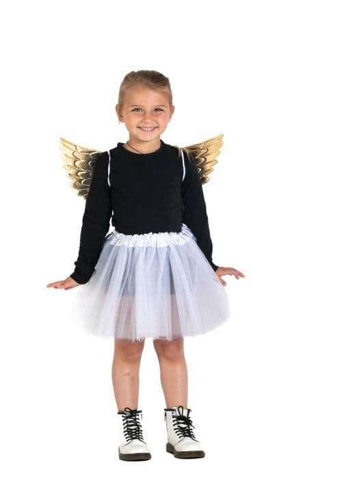 Dekoration för fest - festlanterna Ciao - 31585 - Liten Ängel utklädnadskit (vingar, tylkjol), Vit, Guld