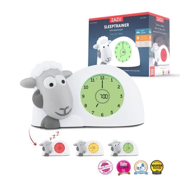 Lekfull barnväckarklocka Sam The Grey Lamb - ZAZU - Väckarklocka - Unisex - Från födseln
