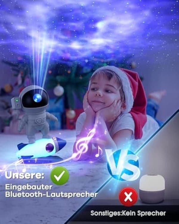 Lollanda Astronaut Yövalo / Galaxy-lamppu - Tähtitaivasprojektori kaukosäätimellä ja Bluetooth-kaiuttimella
