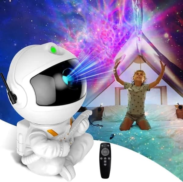 Lollanda Astronaut Natlys / Galakse Lampe - Stjernehimmel Projektor med Fjernbetjening 360° Drejeligt Hoved