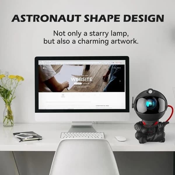 Lollanda Astronaut Natlys / Galakse Lampe - Stjernehimmel Projektor med Fjernbetjening 360° Drejeligt Hoved