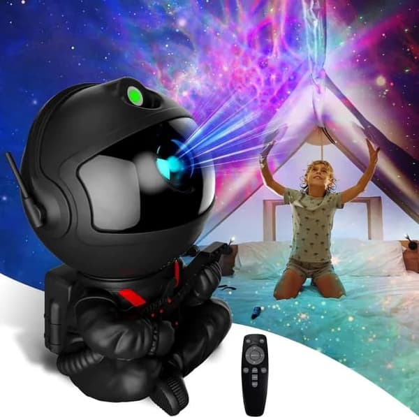 Lollanda Astronaut Natlys / Galakse Lampe - Stjernehimmel Projektor med Fjernbetjening 360° Drejeligt Hoved