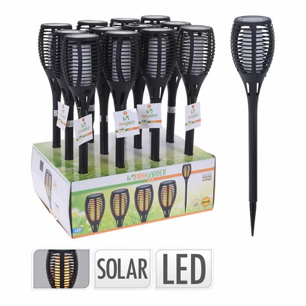 Solcellsdriven trädgårdspinne Progarden Svart polypropen Ø 10 x 58 cm Sol Eldslågeeffekt