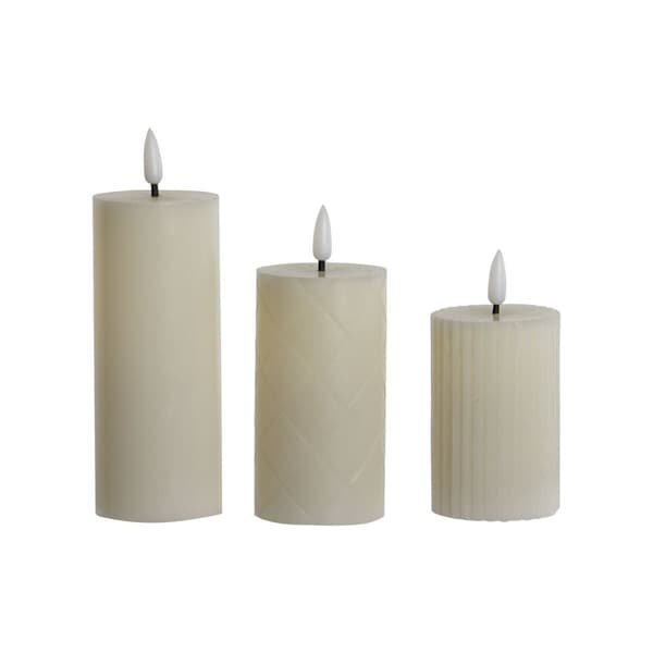 Stearinlys LED Home ESPRIT Beige 5,5 x 5,5 x 13,5 cm (AA)
