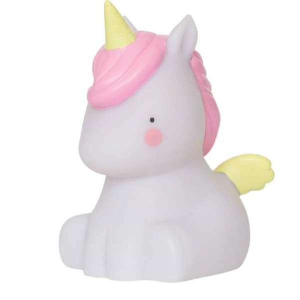 Unicorn LED nattlampa H12,5 cm Vit A Little Lovely Company - BPA-fri PVC nattlampa med integrerade lysdioder Rosa, Vit