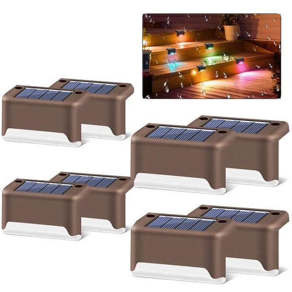 Lollanda Solcellsbelysning 8-pack, Garden Light/Solar LED Garden-utomhuslampa - IP44 Vattentät LED för Trädäck, Trappa, Staket Brun
