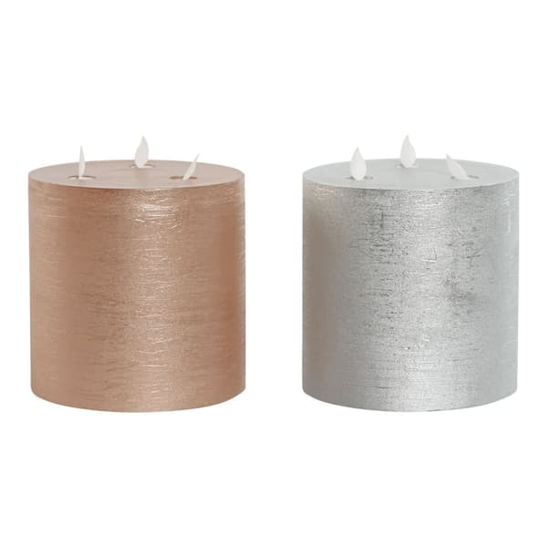 Stearinlys LED DKD Home Decor Gyllen Sølv 15 x 15 x 15 cm (AA) (2 enheter)