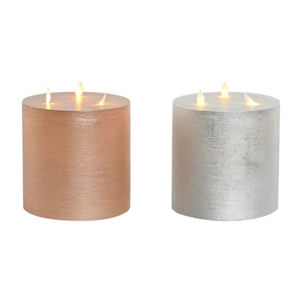 Stearinlys LED DKD Home Decor Gyllen Sølv 15 x 15 x 15 cm (AA) (2 enheter)