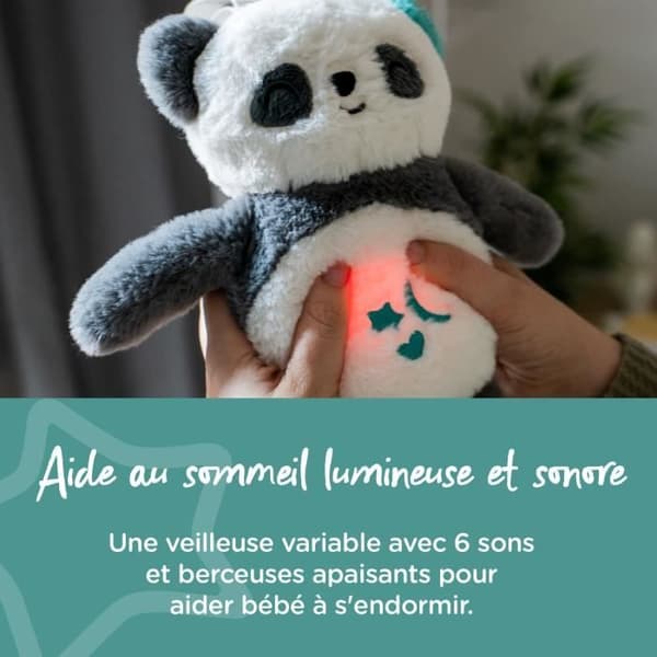 TOMMEE TIPPEE, Lyxig nattlampa plysch med CrySensor, 6 lugnande ljud, USB, maskintvättbar, Pippo the Panda