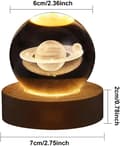 Pikkukuva 6 / 9: Bomclap 3D Crystal Ball -yölamppu, jäätelön värilamppu puisella jalustalla, aurinkokunnan kristallipalloplaneettalamppu, tähtitieteen lahja äidille