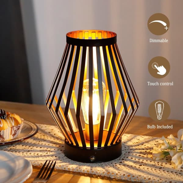 Bomclap himmennettävä kosketusyöpöytälamppu 8,5 tuuman H – Ladattava metallinen murtolamppu LED-Edison-polttimolla. täydellinen häihin, juhliin