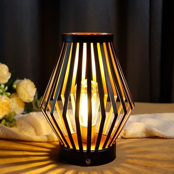 Bomclap himmennettävä kosketusyöpöytälamppu 8,5 tuuman H – Ladattava metallinen murtolamppu LED-Edison-polttimolla. täydellinen häihin, juhliin