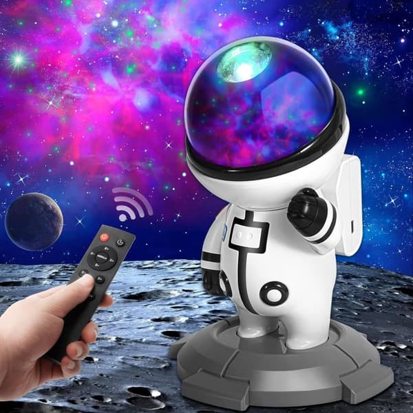 Lollanda Stjärnprojektor med fjärrkontroll, Laser, Fjärrkontroll, USB, Nattlampa Galaxy projektorlampa - Astronaut Vit