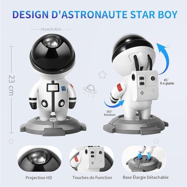 Lollanda Stjerneprojektor med Fjernbetjening, Laser, Fjernbetjening, USB, Natlys Galakse Projektorlampe - Astronaut