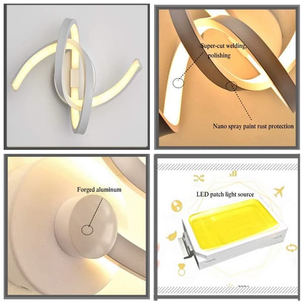 Bomclap Creative Aluminium LED akryyli spiraaliseinävalaisin sisätiloissa,18W seinävalaisin taidesisustus seinävalaisin makuuhuoneeseen, olohuoneeseen