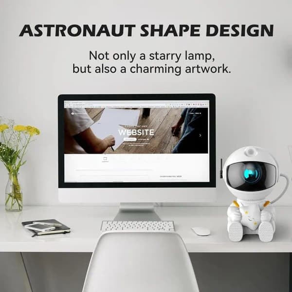 Lollanda Stjärnprojektor 360° - Fjärrkontroll, Nattlampa Galaxy projektorlampa, Astronaut Nattlampa
