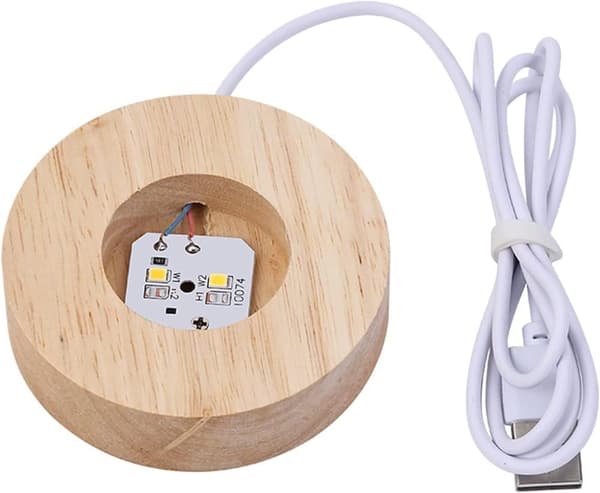 Bomclap 3D krystalkugle natlampe, 60mm glaskuglelampe med træfod. Solsystemet Krystalkugle Planet Lampe, Astronomisk Gave Til Mor, Barn, Kæreste