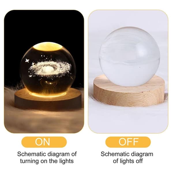 Bomclap 3D-krystallbollnattslampa, 80 mm glasbollslampa med träbas. Solsystemets krystallbollplanetslampa,astronomiskt present till mor,barn,flickvän