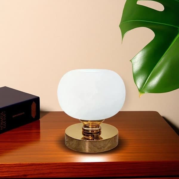 OBOSOE Bordlampe - USB Opladet LED Lampe i Metal (Guld/Hvid) | Til kontorer, stuer og soveværelser
