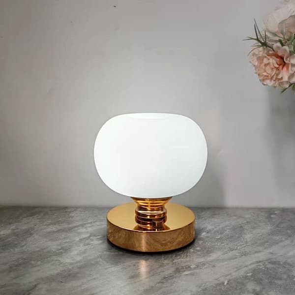 OBOSOE Bordslampa - USB-laddad LED-lampa i Metall (Guld/Vit) | För Kontor, Vardagsrum & Sovrum
