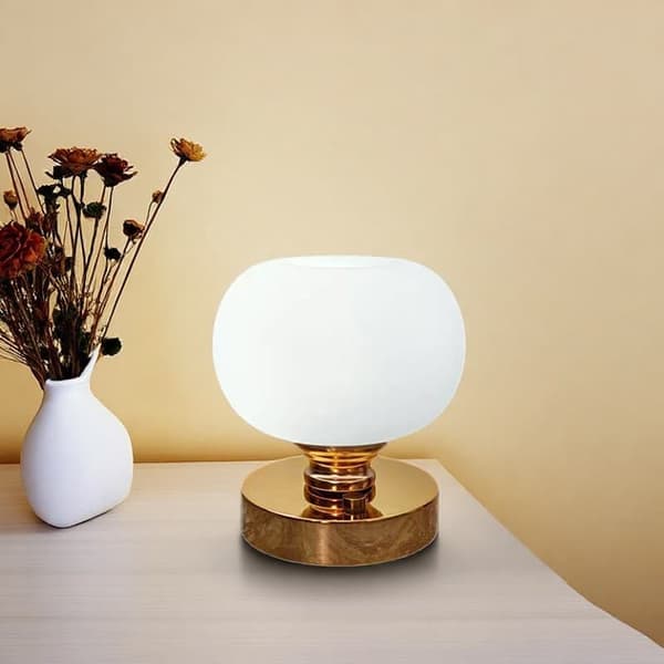 OBOSOE Bordslampa - USB-laddad LED-lampa i Metall (Guld/Vit) | För Kontor, Vardagsrum & Sovrum