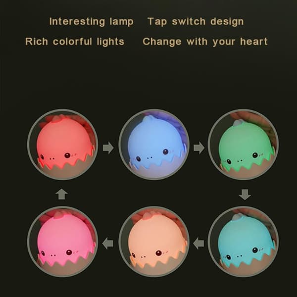 OBOSOE Dinosaur Night Light - 3 lysstyrkeniveauer og 7 farveændringer | USB-opladet | Timer-funktion | Sød gave til børn