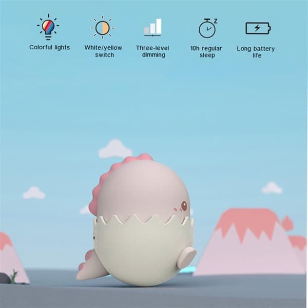 OBOSOE Dinosaur Night Light - 3 lysstyrkeniveauer og 7 farveændringer | USB-opladet | Timer-funktion | Sød gave til børn