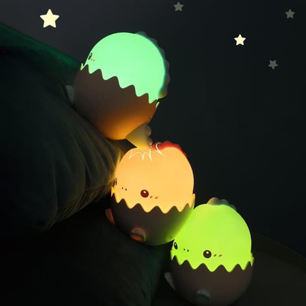 OBOSOE Dinosaur Night Light - 3 lysstyrkeniveauer og 7 farveændringer | USB-opladet | Timer-funktion | Sød gave til børn