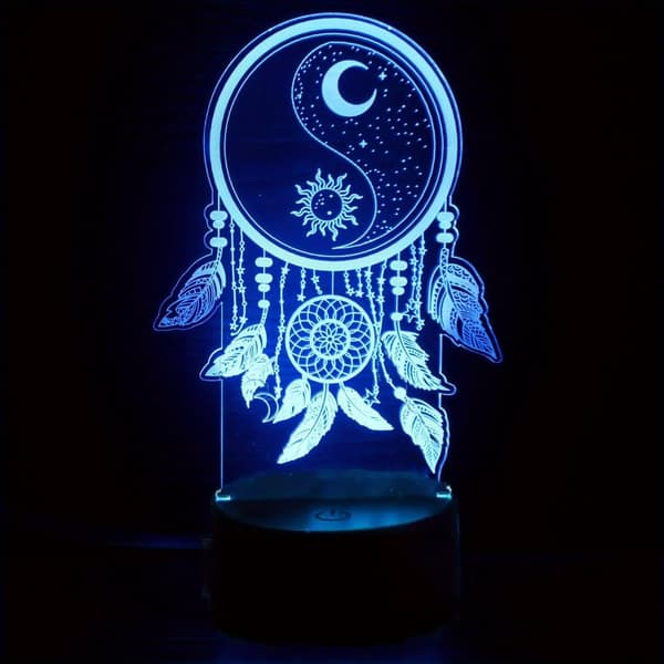 OBOSOE 3D drömfångare nattljus – bordslampa med optiskillusion, 7-färgade växlande LED-ljus. Xmas-home love-barnsdekoration, idealisk som födelsedags