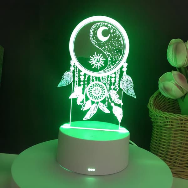 OBOSOE 3D drömfångare nattljus – bordslampa med optiskillusion, 7-färgade växlande LED-ljus. Xmas-home love-barnsdekoration, idealisk som födelsedags