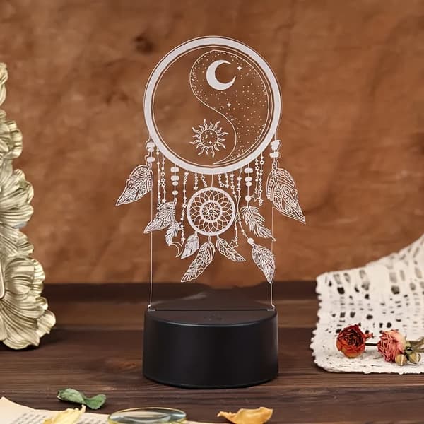 OBOSOE 3D drömfångare nattljus – bordslampa med optiskillusion, 7-färgade växlande LED-ljus. Xmas-home love-barnsdekoration, idealisk som födelsedags