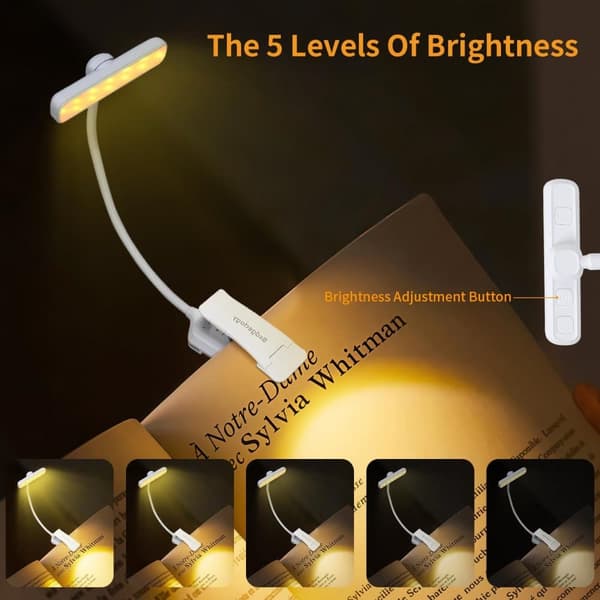 OBOSOE Boklampa / Läslampa 24 LEDs - 3 Färger - Lång Hållbarhet - Klämskiva - Ögonvänlig - Barnvänlig Design