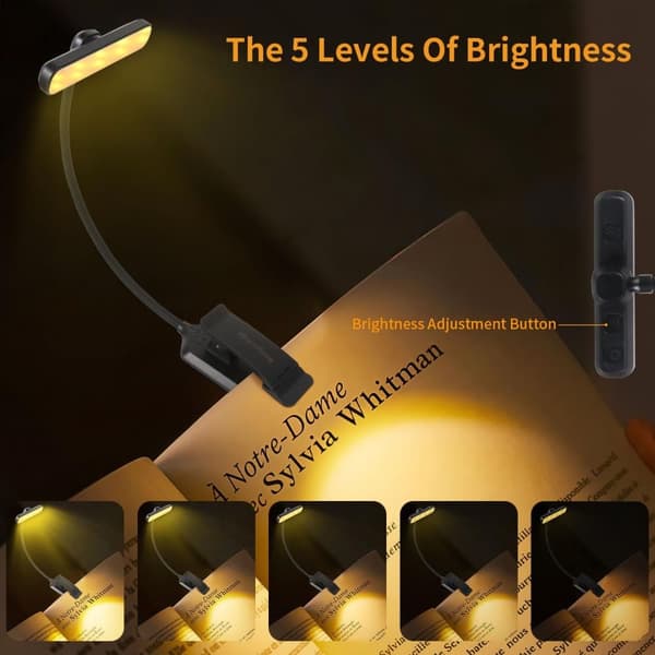 OBOSOE Boklampa / Läslampa 24 LEDs - 3 Färger - Lång Hållbarhet - Klämskiva - Ögonvänlig - Barnvänlig Design