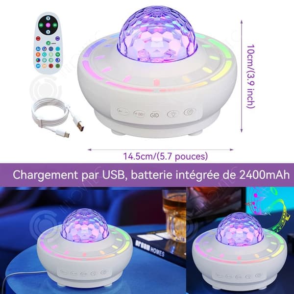 INN Nattlampa 2400mAh Bluetooth-anslutning musiklyssning 4 ljuslägen projektorlampa romantisk stjärnhimmel belysning