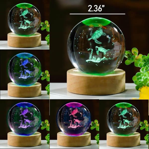 OBOSOE 3D sköldpaddagave kvinnor–Kristallboll med sköldpaddafigur,glasdjurdekoration. Kattsaker,rumskonst, födelsedagsgåva till bästa väninna/käraste