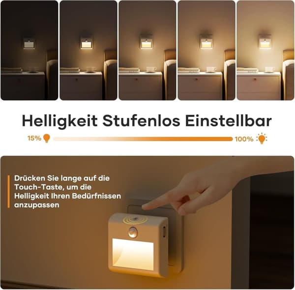 OBOSOE 2-Pack LED-yövalo liiketunnistimella ja päivänvalotunnistimella – himmennettävä, automaattinen päälle/pois, lämmin valkoinen