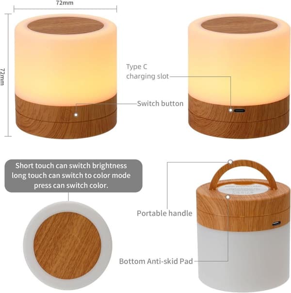 Lasten Bamsebadets yövalo, USB-ladattava pieni pöytävalaisin, RGB-väriä ja 4 kirkkaustasoa ja 1 kaukosäädin, langaton sängyn vieressä oleva