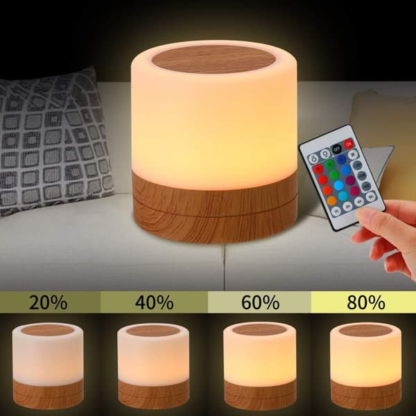 Lasten Bamsebadets yövalo, USB-ladattava pieni pöytävalaisin, RGB-väriä ja 4 kirkkaustasoa ja 1 kaukosäädin, langaton sängyn vieressä oleva