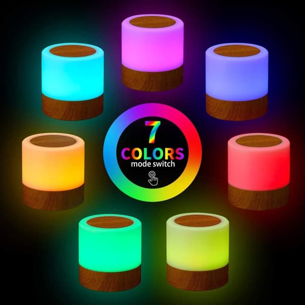 Lasten Bamsebadets yövalo, USB-ladattava pieni pöytävalaisin, RGB-väriä ja 4 kirkkaustasoa ja 1 kaukosäädin, langaton sängyn vieressä oleva