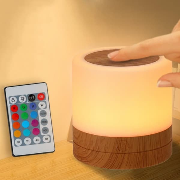 Lasten Bamsebadets yövalo, USB-ladattava pieni pöytävalaisin, RGB-väriä ja 4 kirkkaustasoa ja 1 kaukosäädin, langaton sängyn vieressä oleva