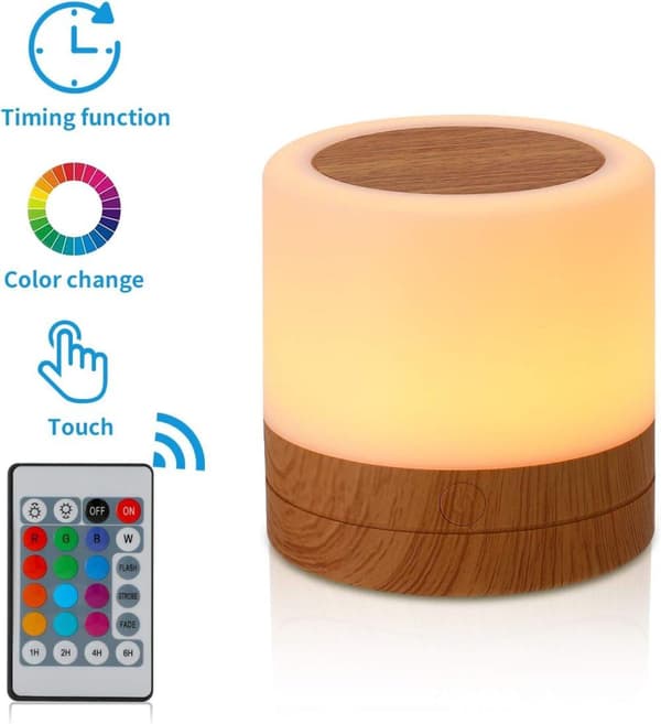 Lasten Bamsebadets yövalo, USB-ladattava pieni pöytävalaisin, RGB-väriä ja 4 kirkkaustasoa ja 1 kaukosäädin, langaton sängyn vieressä oleva