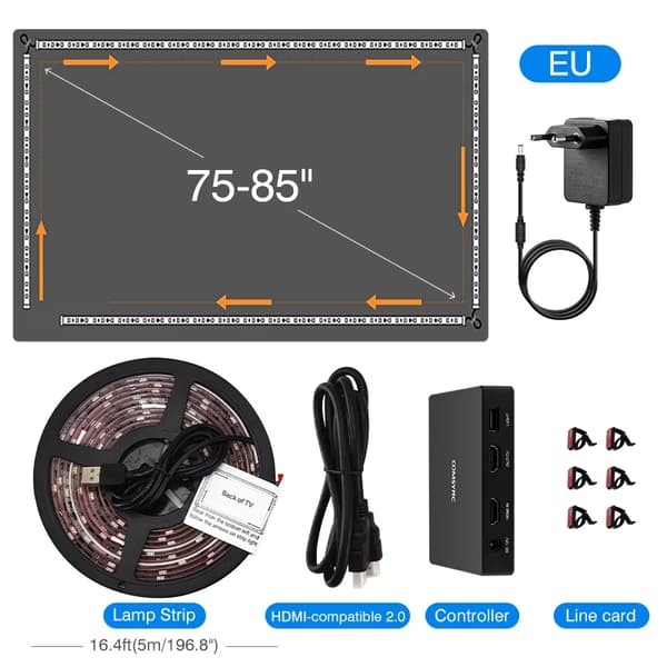 Smart TV Ambient Bakgrundsbelysning RGB, HDMI-kompatibel 2.0, Röststyrning,75-85 tum EU