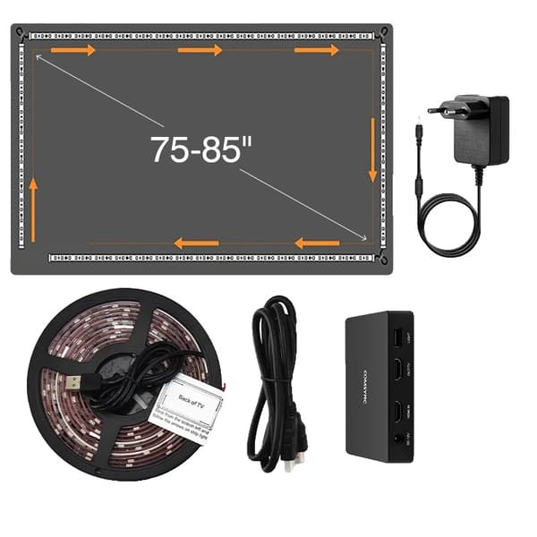 Smart TV Ambient Bakgrundsbelysning RGB, HDMI-kompatibel 2.0, Röststyrning,75-85 tum EU