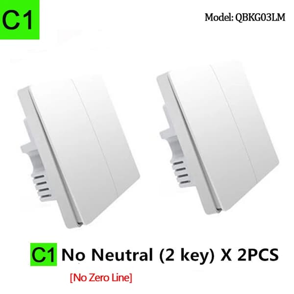 Smart ljusväggbrytare, ZigBee-kommunikation, 2 kontrollkanaler,2X NO neutral 2key