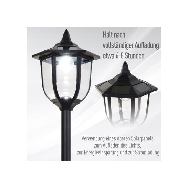 Outsunny Solcellampa trädgårdslampa LED 30/60 lumen, svart plast, Ø 26,5 x H 177 cm