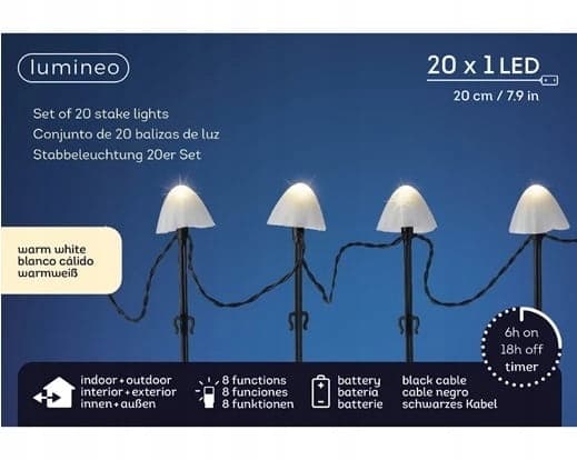 Dekorative LED batteridrevne svampelamper 20x380 cm